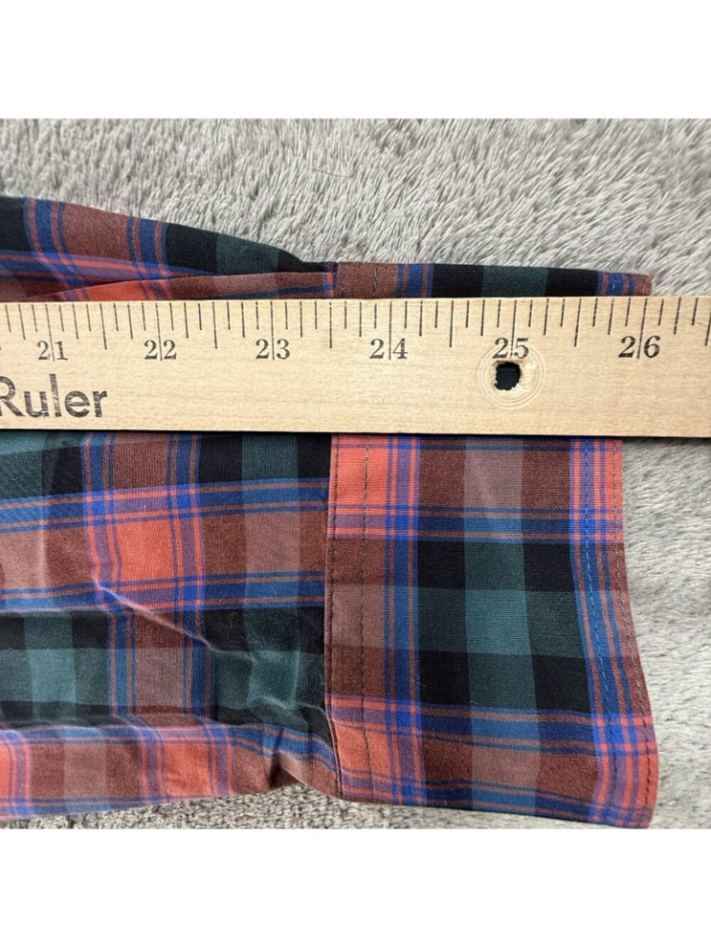 Duluth Trading Shirt Mens Large Green Pink Plaid Button Up Long Sleeve Untucked - Picture 15 of 16